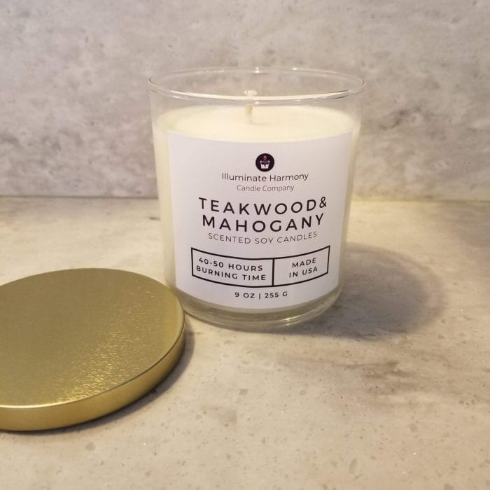 Teakwood and Mahogany Scented Soy Candle 9 oz(Sold Out) - Image 2