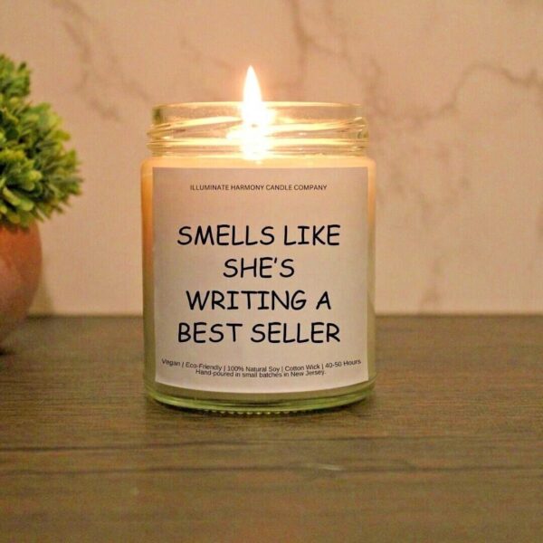 Smells Like She's Writing A Best Seller Candle | New Author Gift | Gift For Friend | Eco Friendly | Bestie Candle Gift Birthday Gift For Her