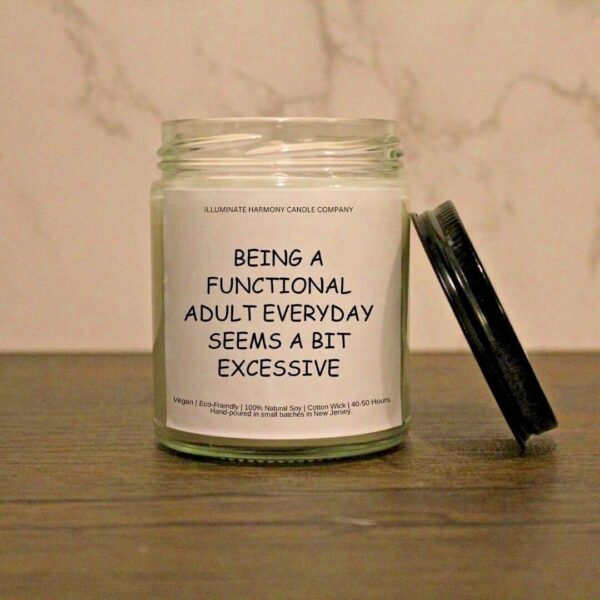 Being A Functional Adult Seems A Bit Excessive Candle | Adult Humor Gift | Gift For Friend | Eco Friendly | Bestie Candle Gift | Joke Candle