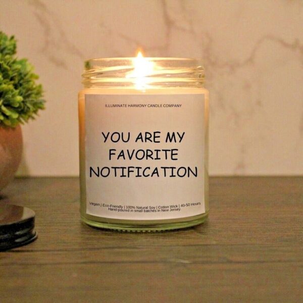 You Are My Favorite Notification Candle | Funny Birthday Candle Gift | Candle Gift For Friends | Eco Friendly 7oz Candle Gift | Joke Candle