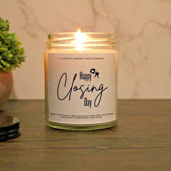 Happy Closing Day Candle | Congrats New Home | Housewarming Gift | Real Estate Closing Present | Scented Celebratory Candle | Unique Gift