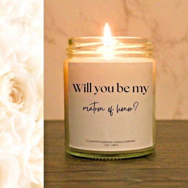 Will You Be My Matron Of Honor Candle | Wedding Party Matron Of Honor Candle Gift | MOH Bridal Party Gift Candle | Wedding Candle Gifts
