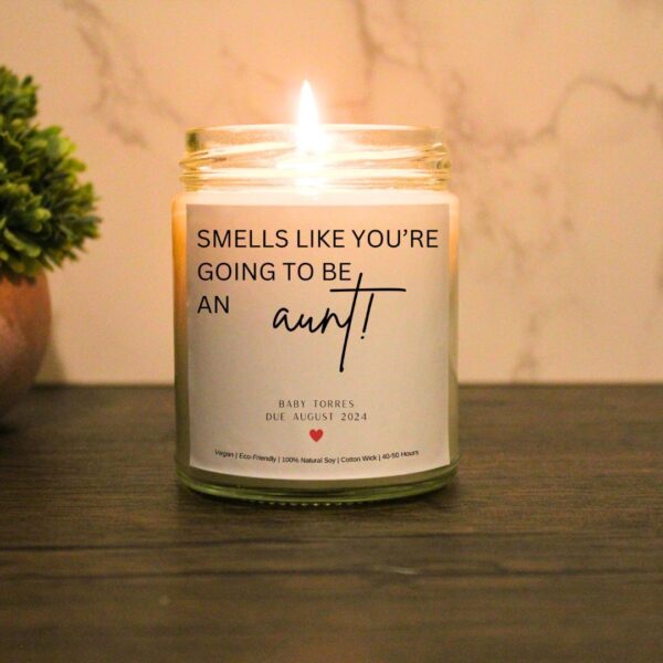 Smells Like You're Going To Be An Aunt Candle | Auntie To Be Gifts | Aunt Gift Ideas | Gift For Aunt Ideas | Birthday Gift For Aunt To Be