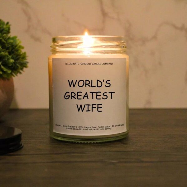 World's Greatest Wife Candle | Wife Birthday Gift | Anniversary Present | Newly Married Wife Gift | Wedding Gift For Her | Gift For Wife