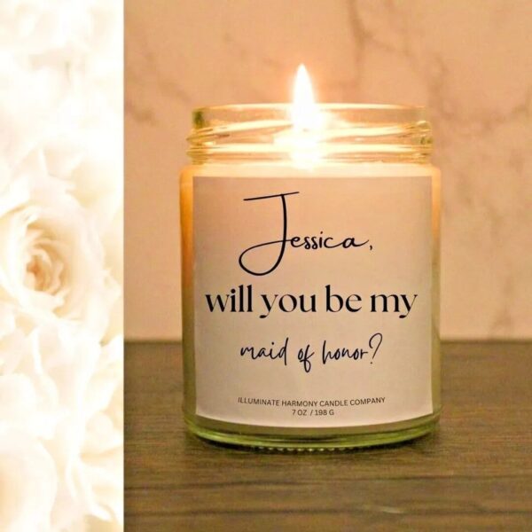 Jessica Will You Be My Maid Of Honor Candle | Maid Of Honor Proposal Gift | Personalized Maid Of Honor Gift | Custom Maid Of Honor Candle