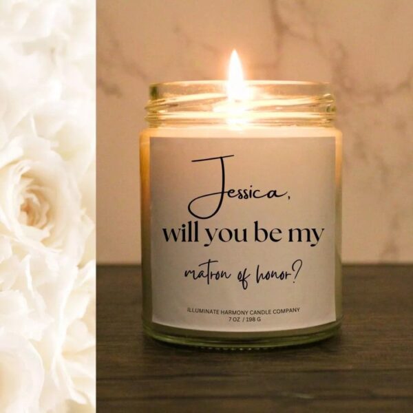 Jessica Will You Be My Matron Of Honor Candle | Wedding Matron Of Honor Candle | Gift For Matron Of Honor | Matron Of Honor Proposal Gift