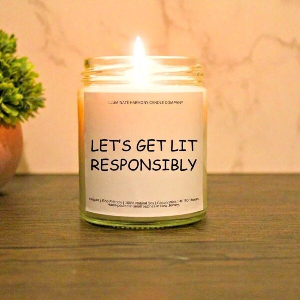 Let's Get Lit Responsibly Candle | Funny Gift | Joke Candle | Funny Birthday Candle | Funny Scented Candles | Funny Candle For Friends