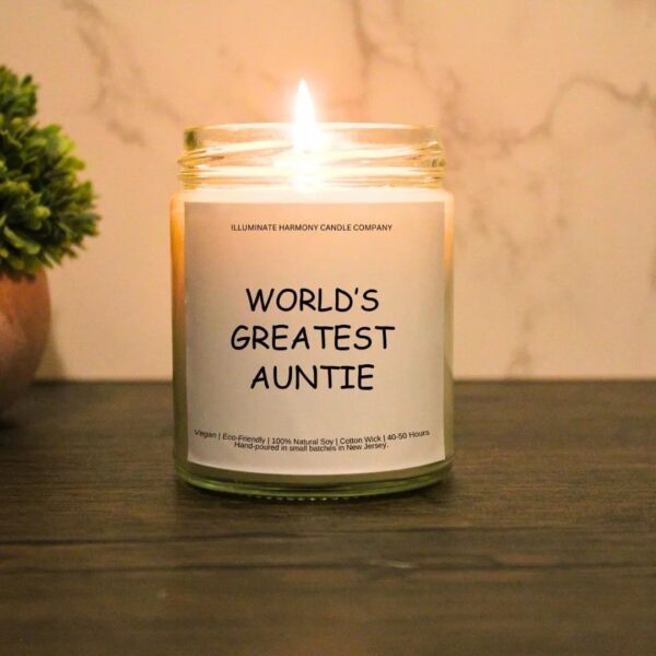 World's Greatest Auntie Candle | Best Auntie Present Ideas | Favorite Aunt Gift Idea | Best Aunt Ever Gift Basket Idea | Aunt Birthday Gift