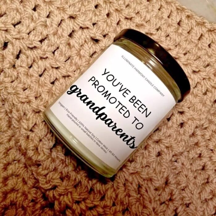 You've Been Promoted To Grandparents | Personalized Candle | Funny Gift |Gift For Grandma | Gift For Her | Holiday Gift | Birthday Gift - Image 2
