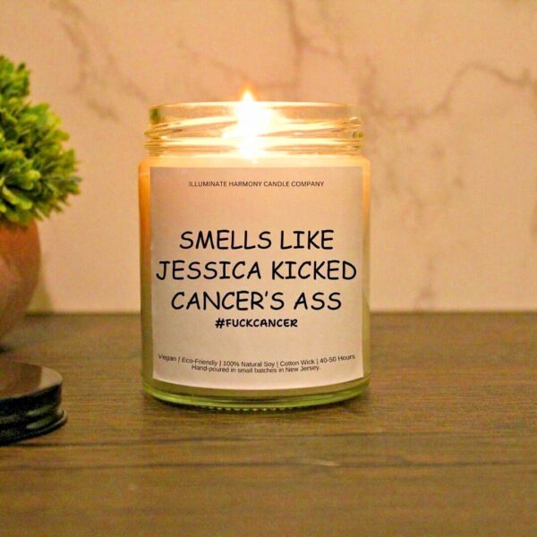 Personalized Smells Like You Kicked Cancer's As* Candle | Funny Gift For Cancer