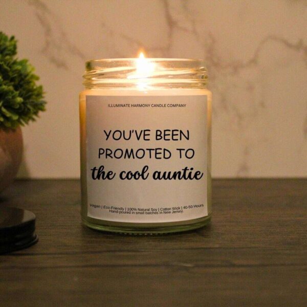 You've Been Promoted To The Cool Auntie Candle | Personalized Candle Gift |