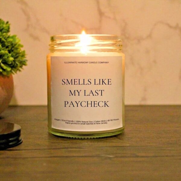 Smells Like My Last Paycheck Candle | Funny Retirement Gag Gift For Coworker | Retirement Gifts For Women | Retirement Presents For Men
