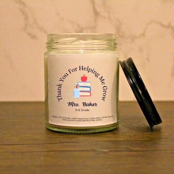 Thank You For Helping Me Grow Candle | Personalized Teacher's Day Gift Idea