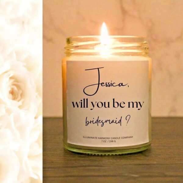 Jessica Will You Be My Bridesmaid Candle | Wedding Bridesmaid Proposal Candle