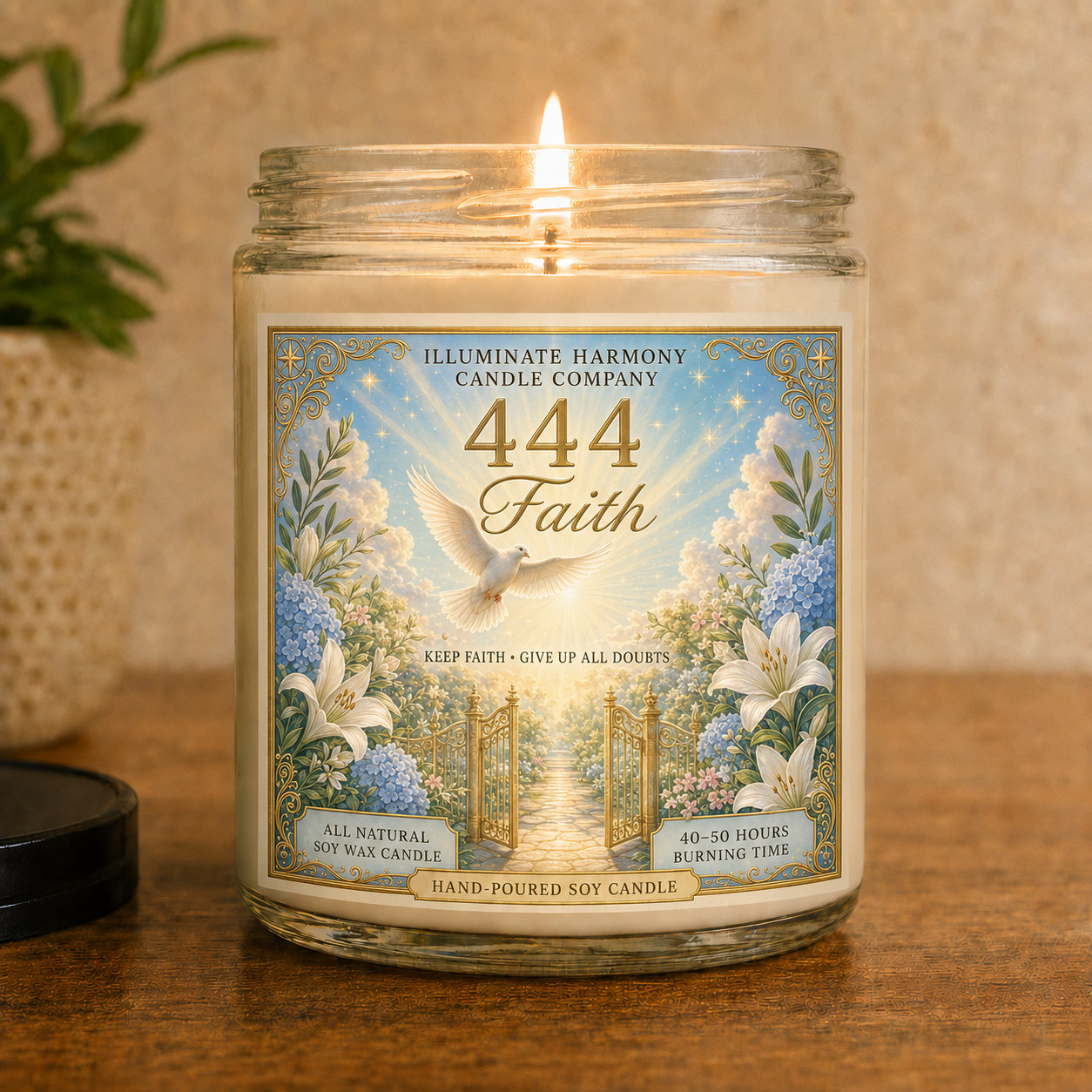 444 Angel Number Candle |Law of Attraction | Repeating Numbers Candle |
