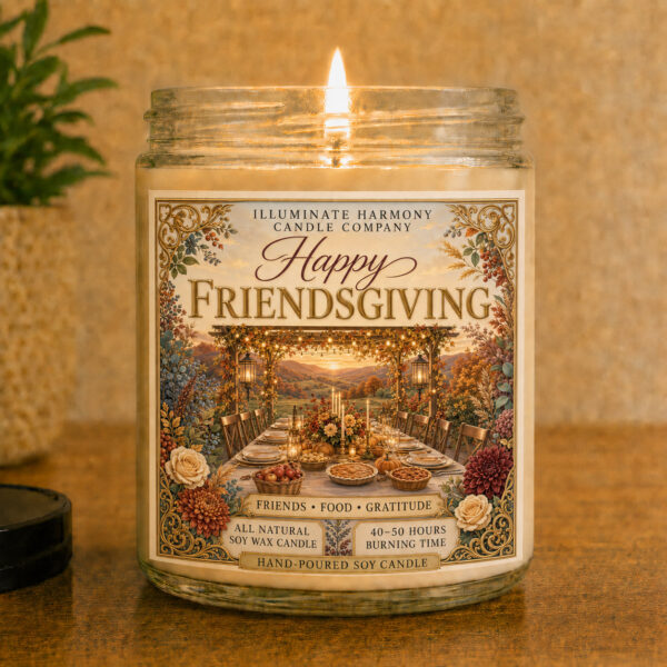 Happy Friendsgiving Candle – Fall Thanksgiving Decor, Host Gift Idea, Fall Vibes