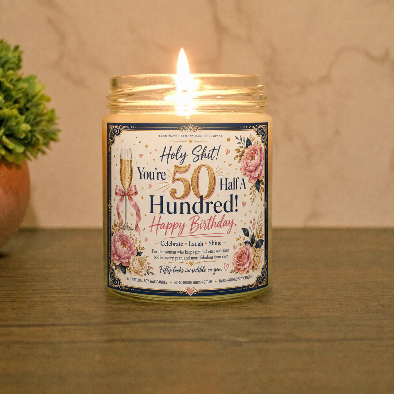 Holy Sh*t You’re Half A Hundred Candle |50th Birthday Gift | Funny Birthday
