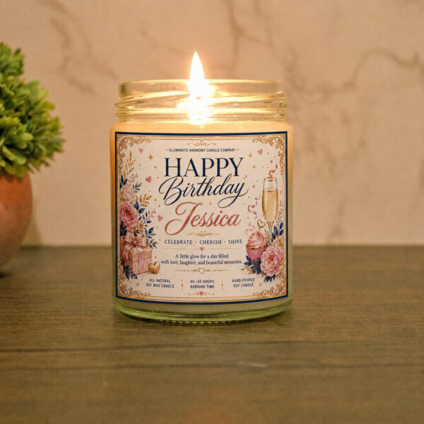 Personalized Happy Birthday Candle, Custom Name Birthday Gift For Her, Scented Soy Candle, Birthday Gift For Best Friend