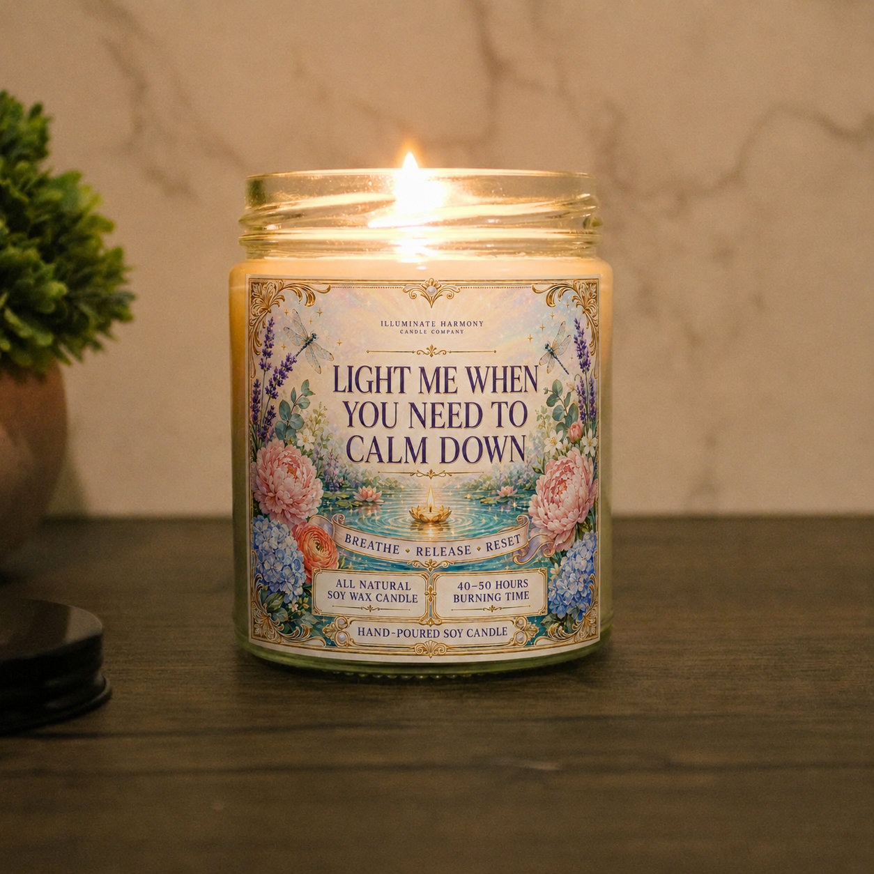 Calm Down Candle: Soy Wax, Funny Stress Relief Gift