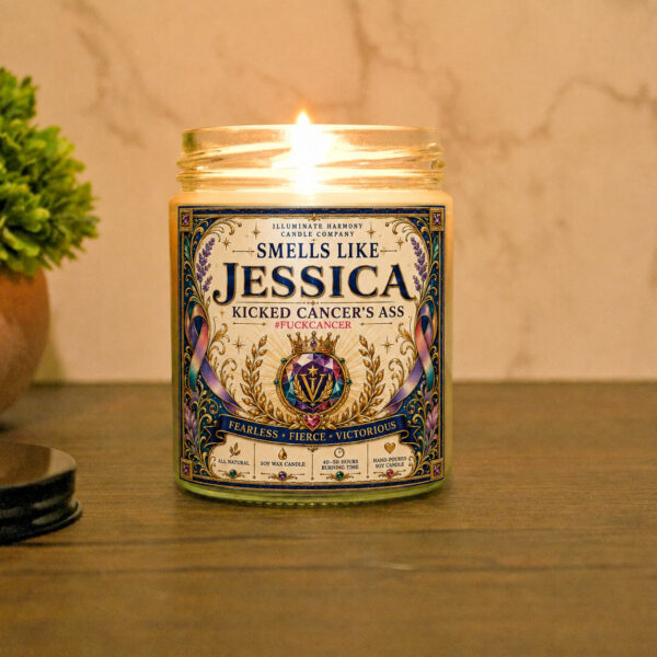 Personalized Smells Like You Kicked Cancer's As* Candle | Funny Gift For Cancer