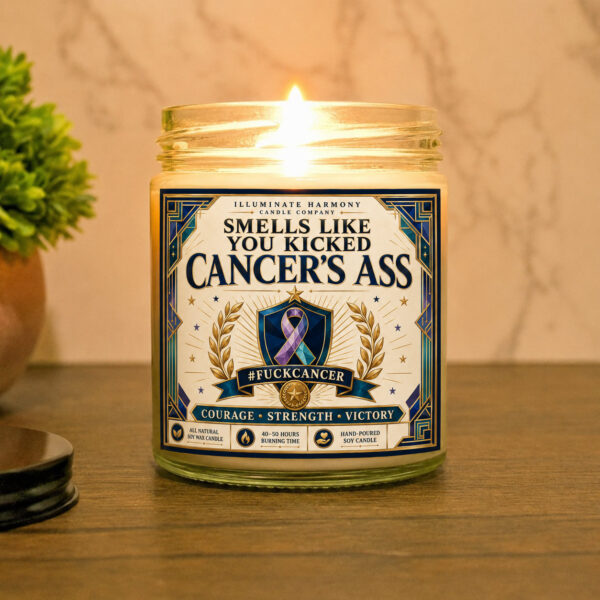 Smells Like You Kicked Cancer's As* Candle | Breast Cancer Survivor Gift Candle