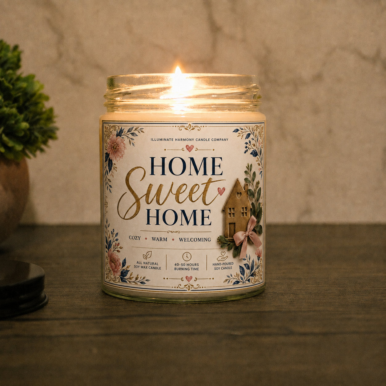 Home Sweet Home Scented Soy Candle | Cozy And Relaxing Aroma | 7oz | Perfect
