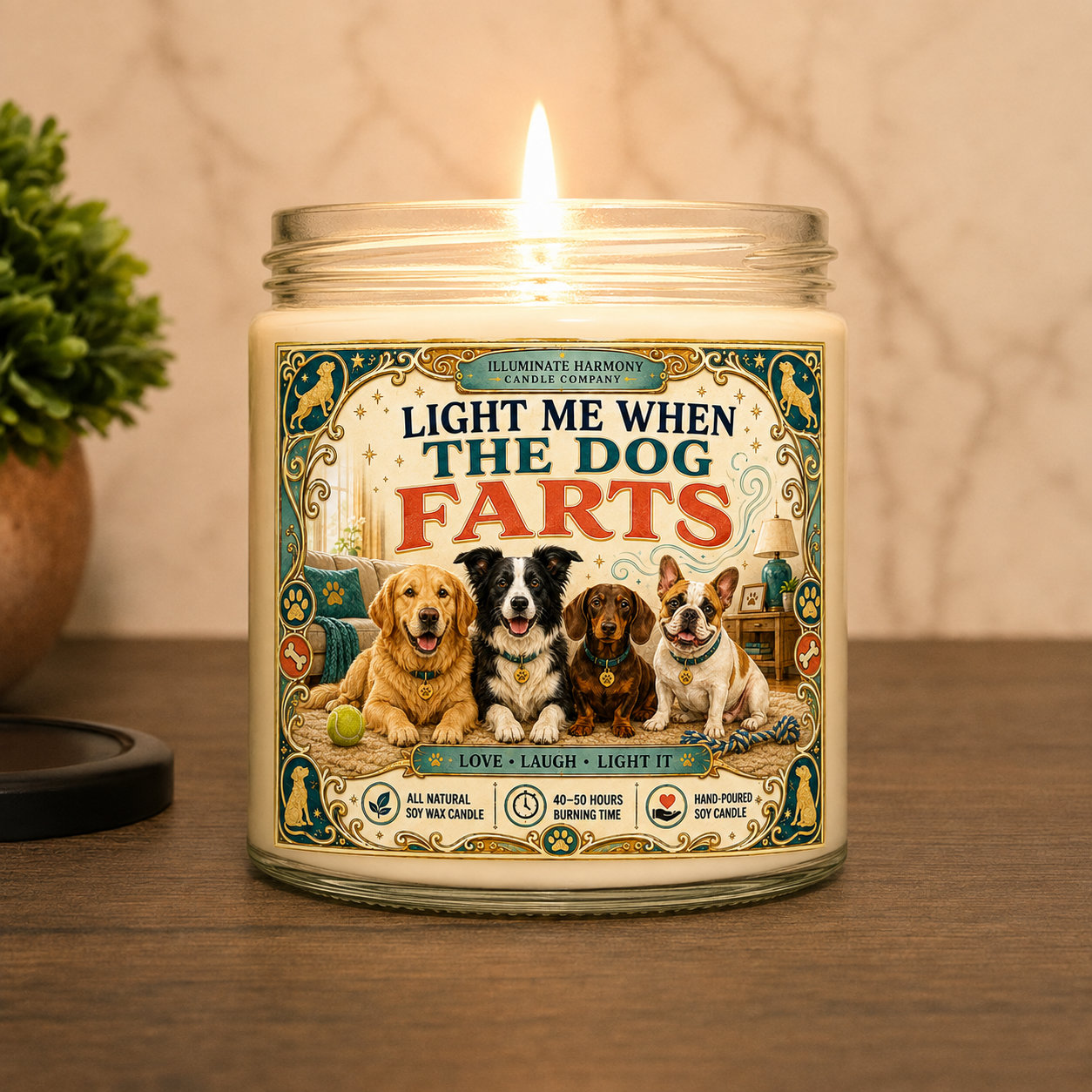 Light Me When The Dog Farts Candle | 7oz | Odor Neutralizing Dog Lover Humor