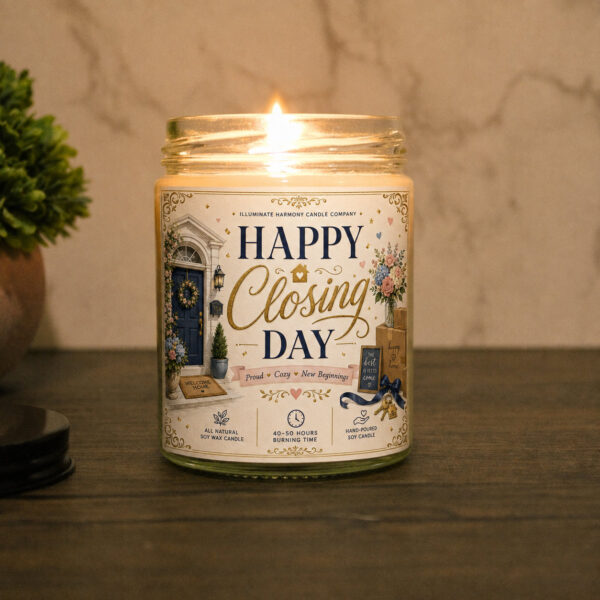 Happy Closing Day Candle | Congrats New Home | Housewarming Gift | Real Estate