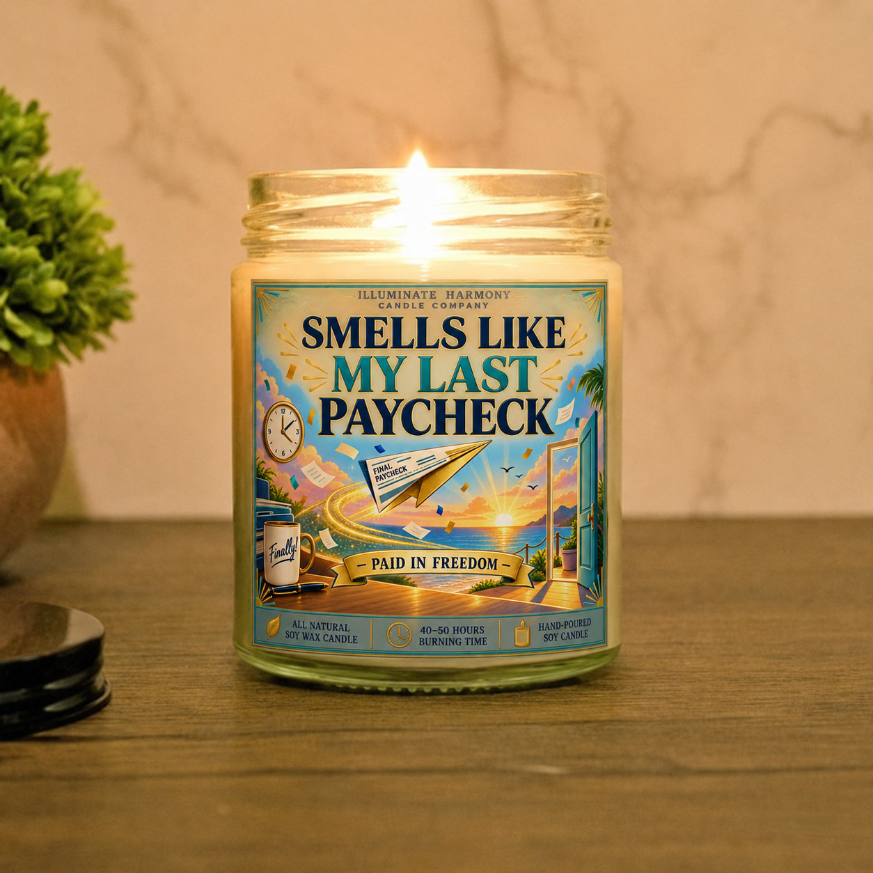 Smells Like My Last Paycheck Candle | Funny Retirement Gag Gift For Coworker |