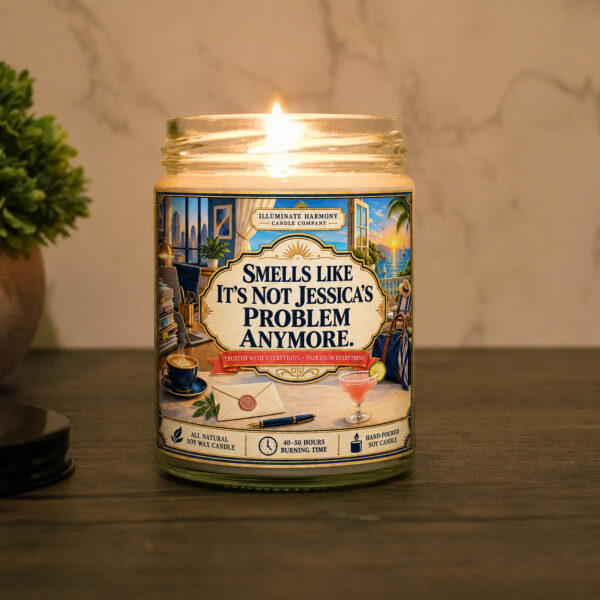 Smells Like It's Not Jessica's Problem Anymore Candle | Funny Co-Worker Candle