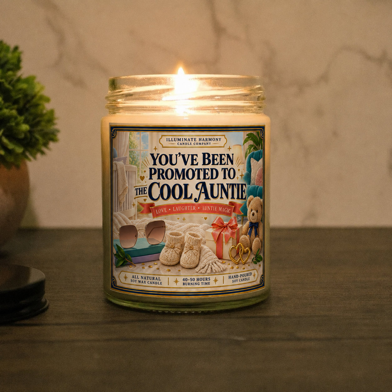 You’ve Been Promoted To The Cool Auntie Candle | Personalized Candle Gift |
