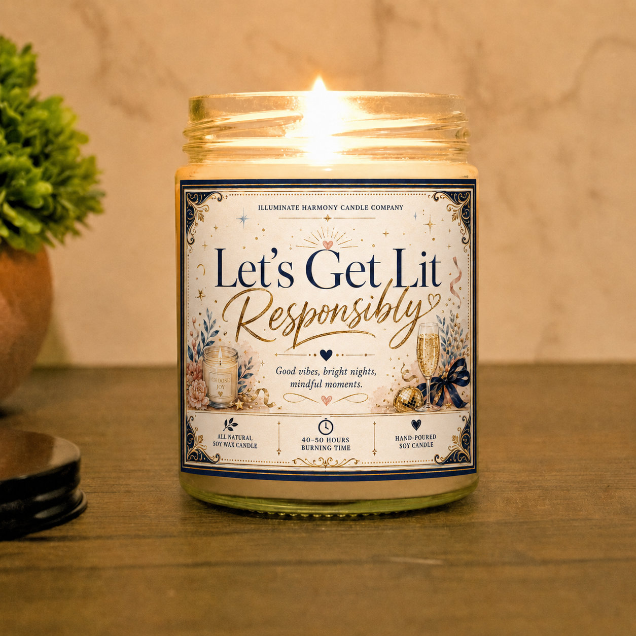 Let’s Get Lit Responsibly Candle | Funny Gift | Joke Candle | Funny Birthday