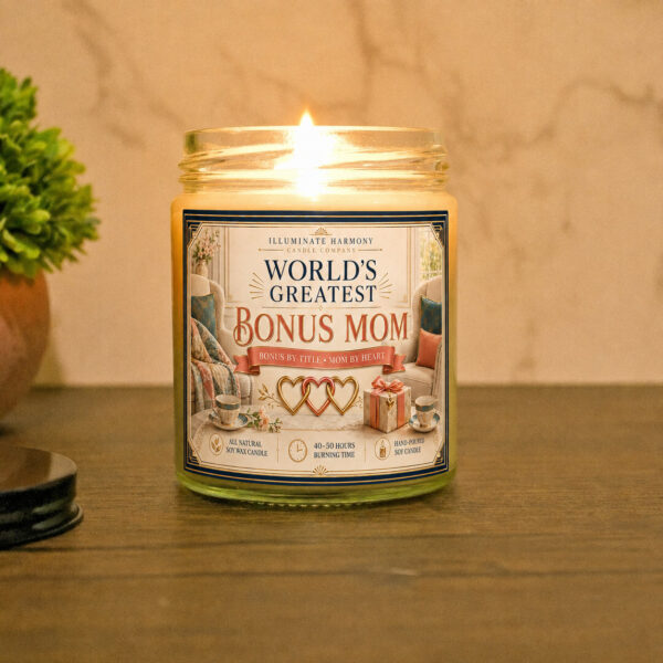 World's Greatest Bonus Mom Candle | Step Mom Birthday Gift | Mother's Day Gift