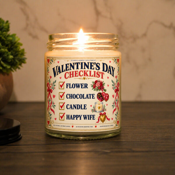 Valentine’s Day Checklist Candle| Personalized Candle Gift | Funny Gift | Gift