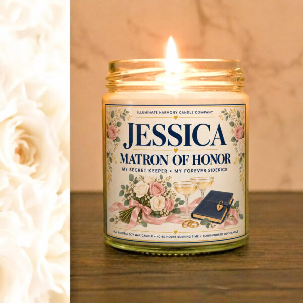 Personalized Matron Of Honor Candle | Custom Matron Of Honor Proposal Candle