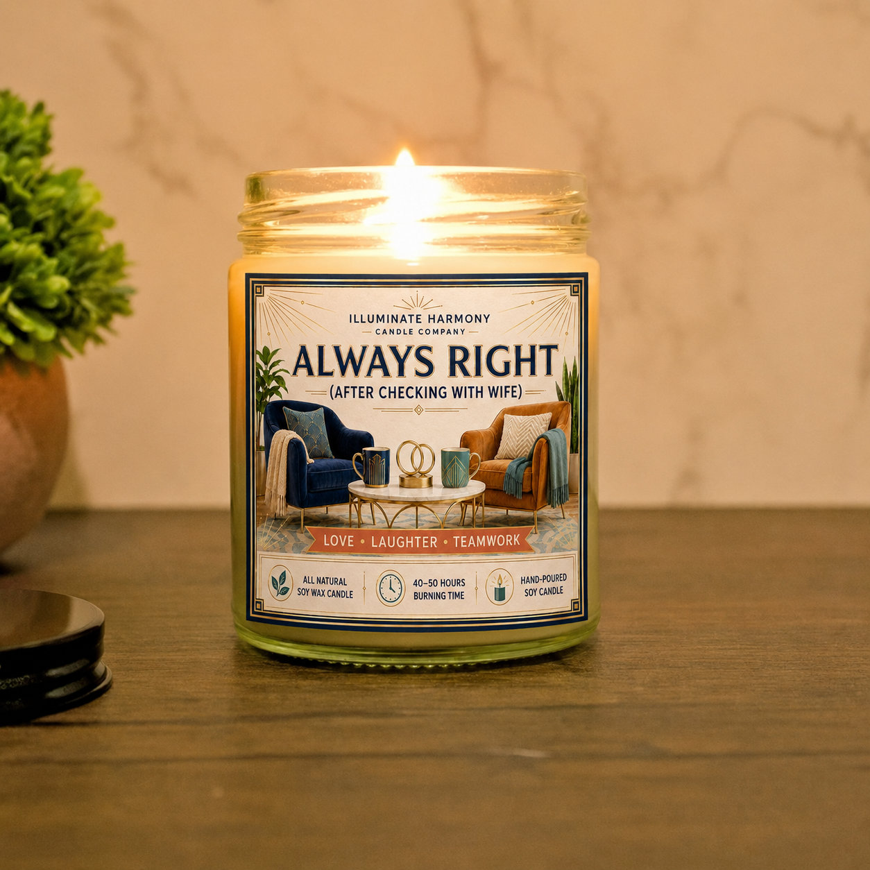 Always Right (After Checking With Wife) Candle | Funny Gift Idea For Wife |