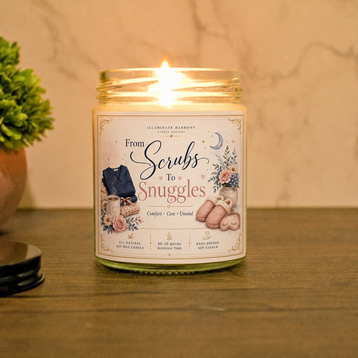 From Scrubs To Snuggles Candle | Gift Baskets For Nurses Station | Healthcare