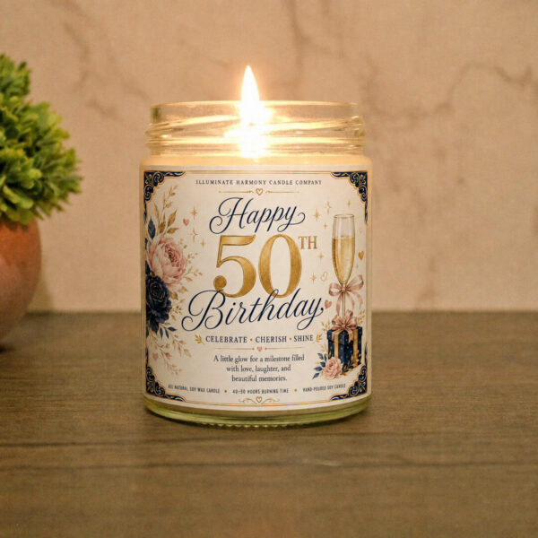 Happy 50th Birthday Candle | 50th Birthday Gift Ideas | 50th Birthday