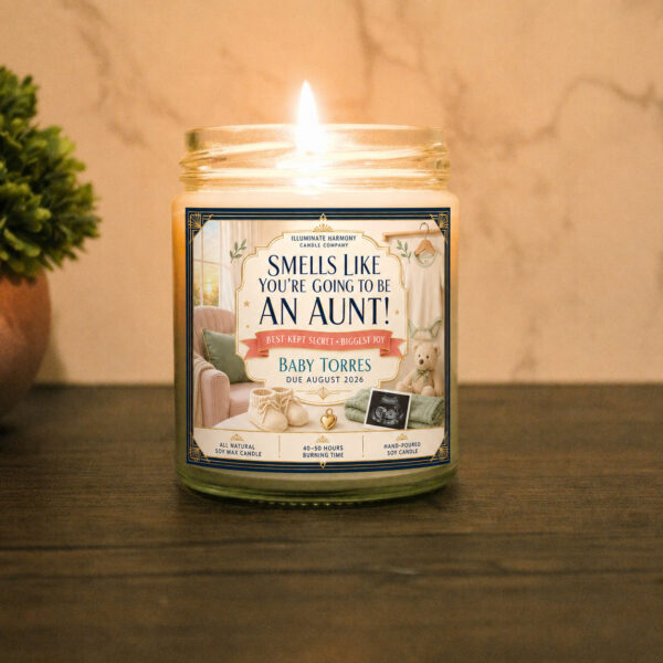 Smells Like You're Going To Be An Aunt Candle | Auntie To Be Gifts | Aunt Gift