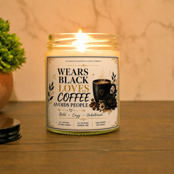 Wears Black Loves Coffee Avoids People | Funny Coffee Lover Introvert Gift |