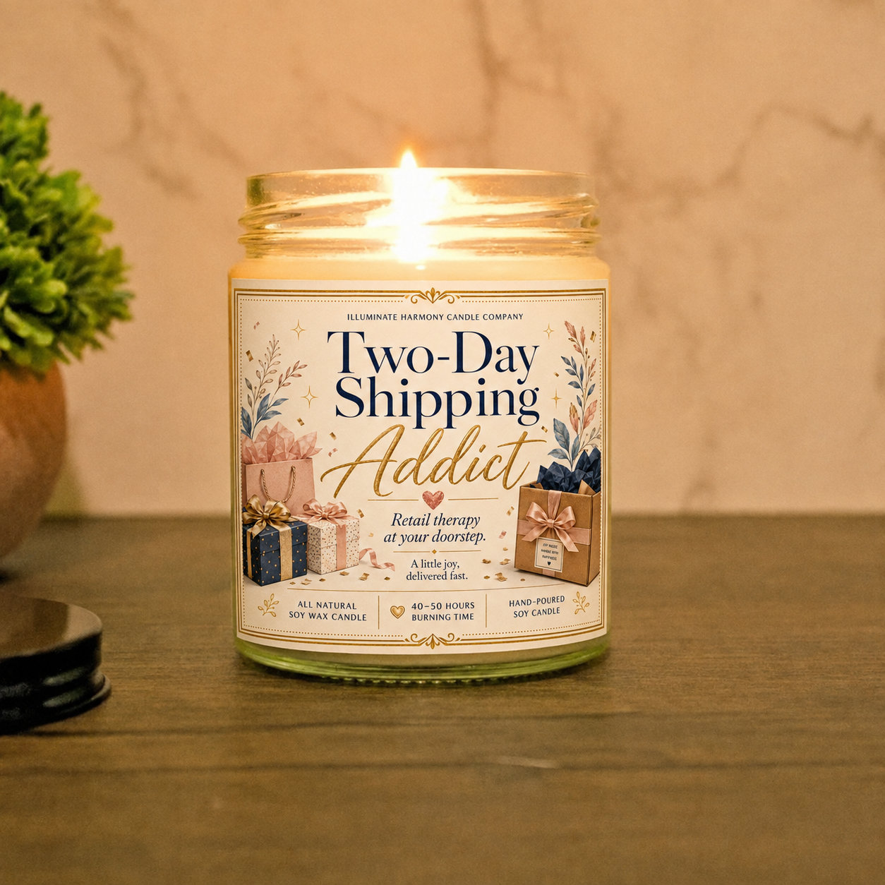 Two Day Shipping Addict Candle | Humorous Gifts | Gag Gift Ideas | Funny