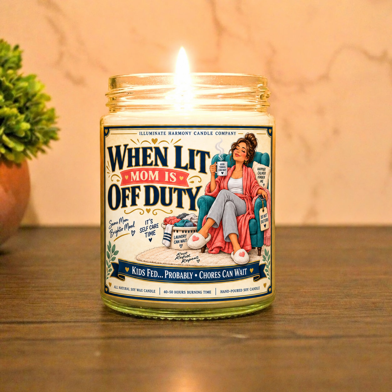 When Lit Mom Is Off Duty Candle | Gift For Mom Day | Funny Birthday Gift For