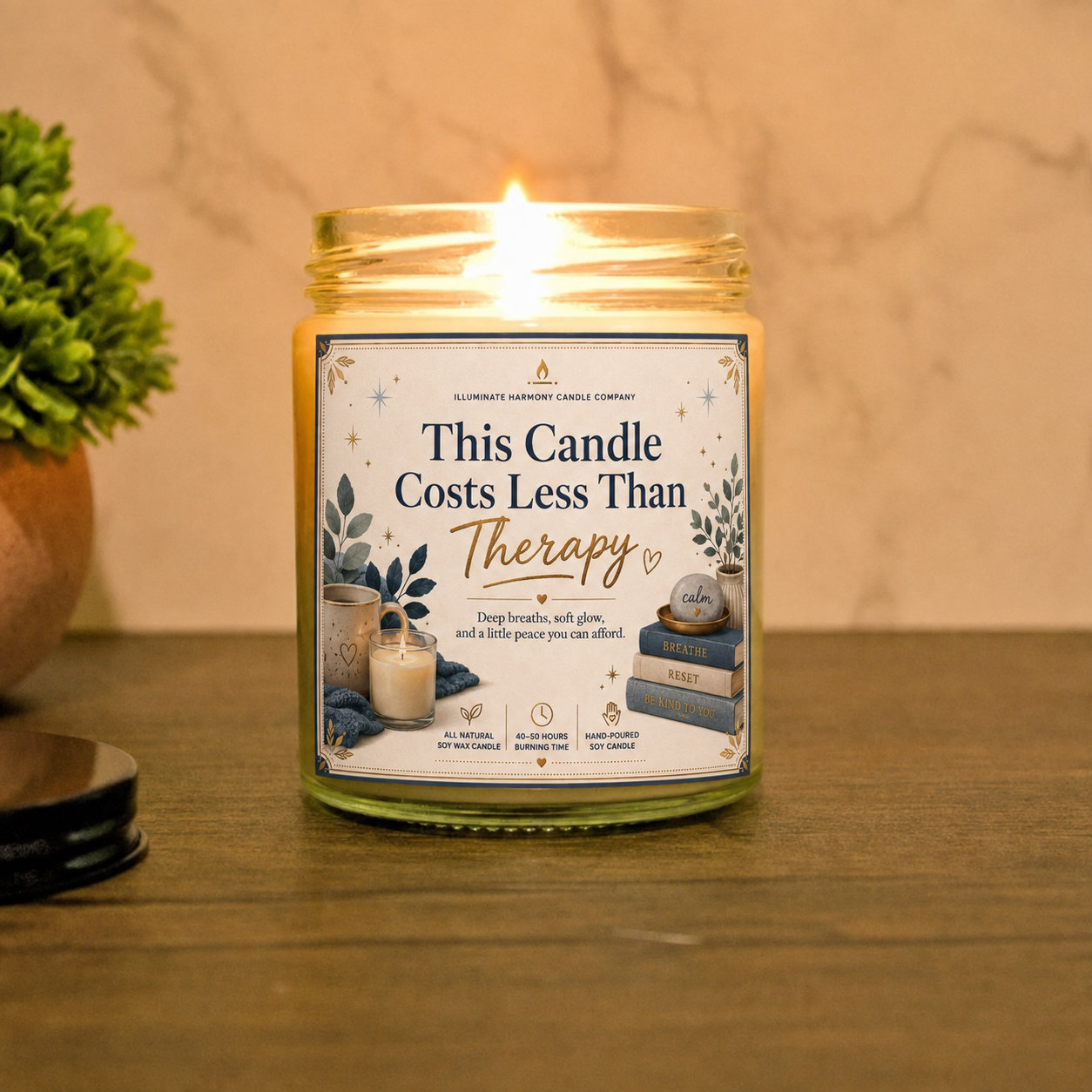This Candle Costs Less Than Therapy | Funny Mom Gift | Funny Gift For Dad | Gag