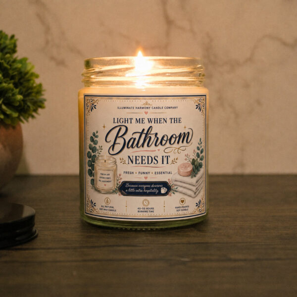 Light Me When The Bathroom Needs It Candle | Funny Bathroom Humor Gag Gift Idea