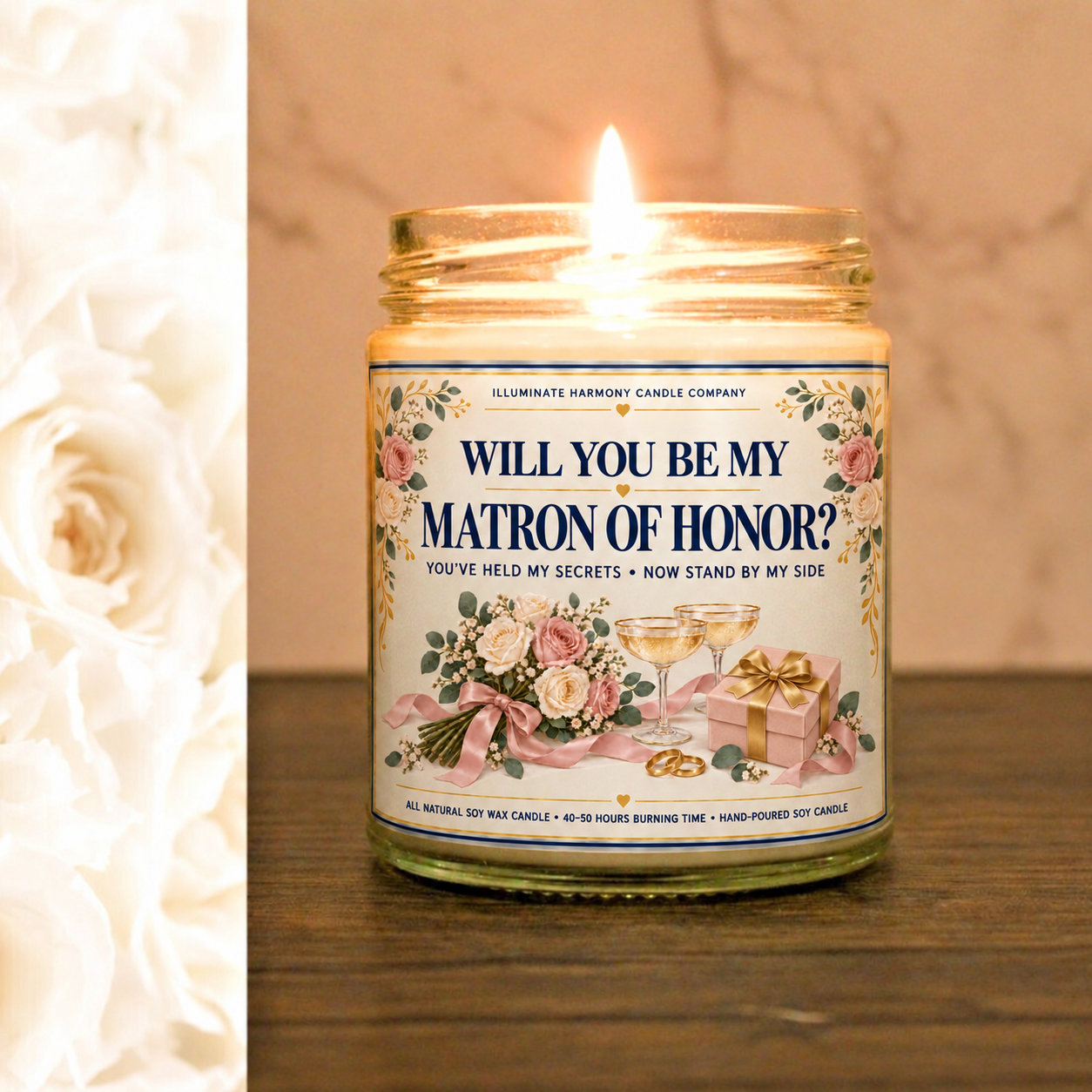 Will You Be My Matron Of Honor Candle | Wedding Party Matron Of Honor Candle