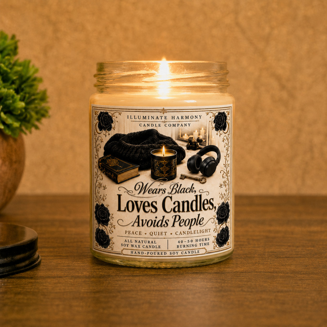 Wears Black Loves Candles Avoids People Candle Gift For Introvert Funny Present