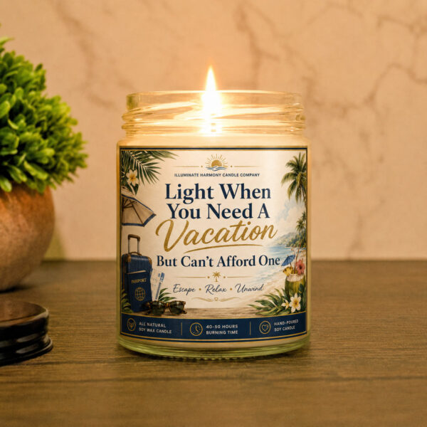 Light When You Need A Vacation But Can't Afford One Candle | Funny Gift For