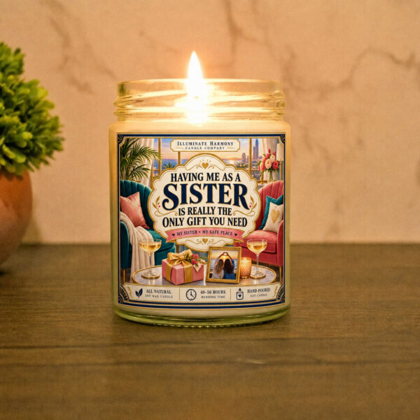 Having Me As A Sister Is Really The Only Gift That You Need Candle | Funny Gift