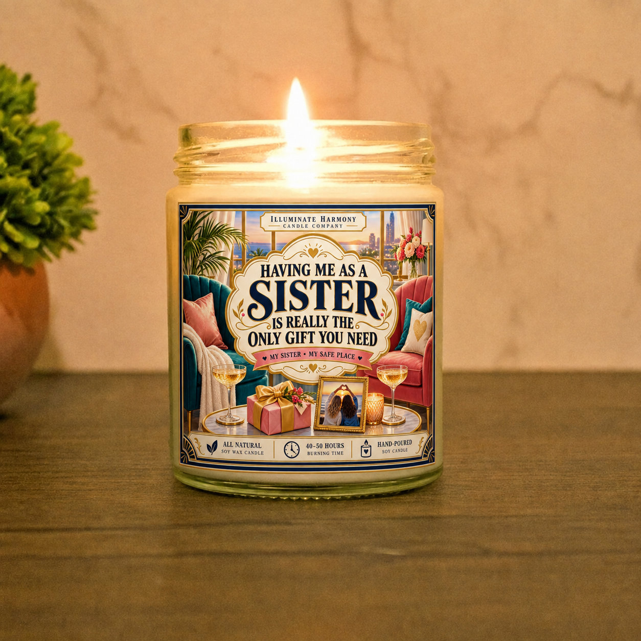 Having Me As A Sister Is Really The Only Gift That You Need Candle | Funny Gift