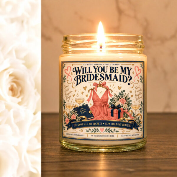 Will You Be My Bridesmaid Candle | Wedding Party Bridesmaid Proposal Candle